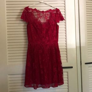 Cynthia Steffe red lace dress